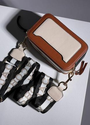 Женская  коричневая сумка через плечо marc jacobs 🆕маленька сумка кросс боди5 фото
