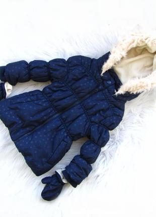 Теплая демисезонная тепла демісезонна стеганая куртка парка с варежками young dimension3 фото