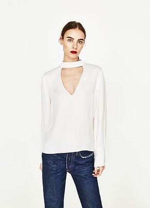 Блуза рубашка с чокером zara