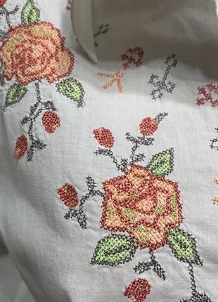 Рубашка вышиванка с коротким рукавом ручная работа, вышивка мелкий крестик, р.m5 фото