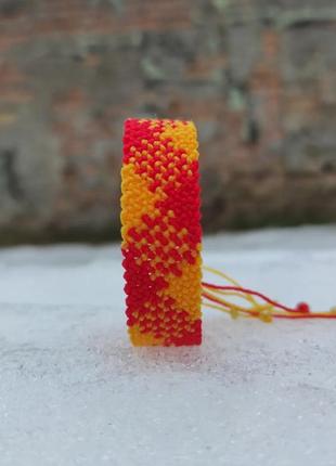 Чоловічий браслет ручного плетіння макраме "мерет" charo daro (жовто-червоний)2 фото
