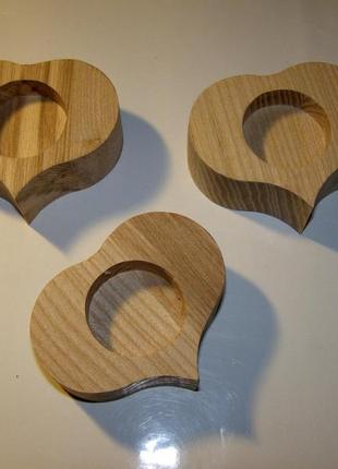Підсвічник дерев'яний для декупажу (сердце)2 фото