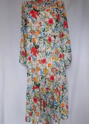 Нежное цветочное платье  свободного кроя primark (размер 36-38)1 фото
