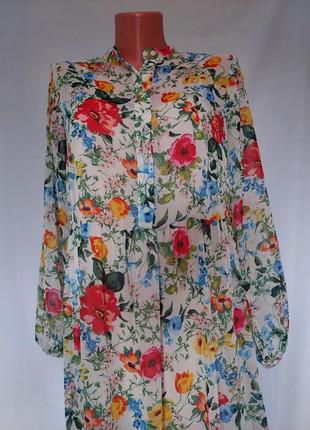 Нежное цветочное платье  свободного кроя primark (размер 36-38)6 фото
