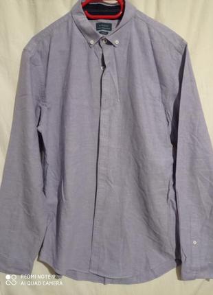 Т15. хлопковая голубая брендовая фирменная мужская рубашка хлопок бавовна бавовняна zara2 фото