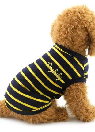 Костюм (футболка) для собак та котів, розмір s, чорний у жовту смужку2 фото