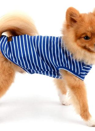 Костюм (футболка) для собак та котів у смужку, розмір s, синій5 фото