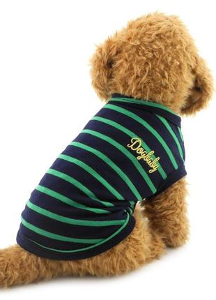 Костюм (футболка) для собак и котов, размер s, черный в зеленую полоску