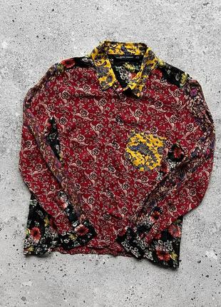 Zara woman full floral printed button up shirt жіноча сорочка