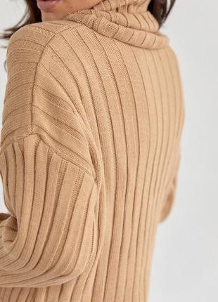 Укорочений светр у широкий рубчик — кавовий колір, l (є розміри)4 фото