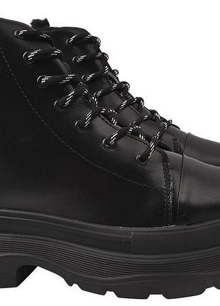 Черевики жіночі з натуральної шкіри, на платформі, чорні, україна visazh, 39