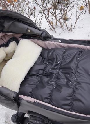 Конверт зимовий baby comfort подовжений у коляску/сані плащівка чорний1 фото