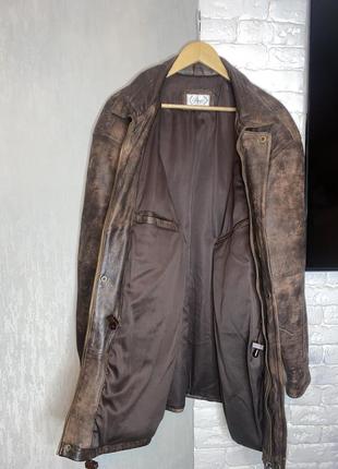 Утеплена чоловіча шкіряна куртка вінтажна шкірянка кожанка classic xxl3 фото