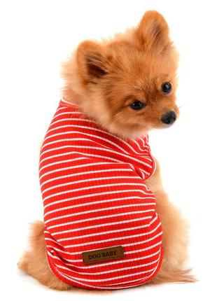 Костюм (футболка) для собак та котів у смужку, розмір s, червоний4 фото