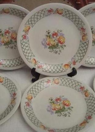 Красивые тарелки фрукты набор 6 шт англия новые №д22