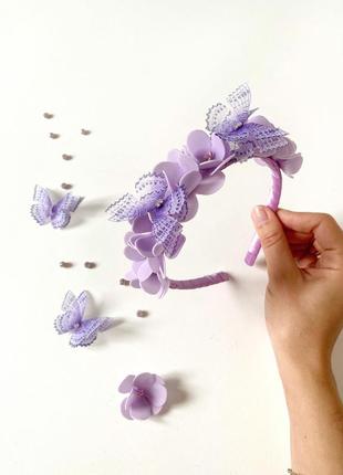 Венок віночок лавандовий фиолетовый с бабочками метеликами1 фото