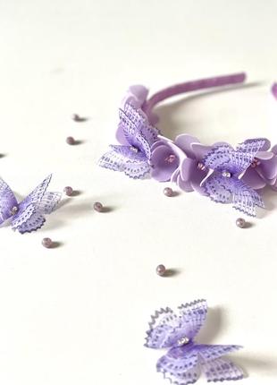 Венок віночок лавандовий фиолетовый с бабочками метеликами2 фото