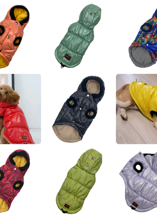 Жилет для собак зелені квіти на чорному тлі синтепон фліс унісекс