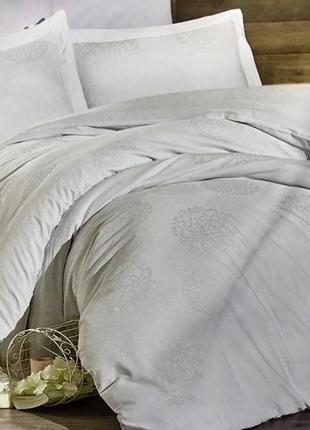 Комплект постельного белья nazenin lavida beyaz евро (4 наволочки) белый, жаккардовый сатин1 фото