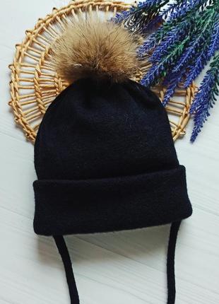 Зимні дитячі шапки із натуральним помпоном 🔥🔥🔥220 грн🔥🔥🔥8 фото