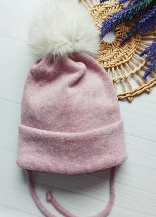 Зимні дитячі шапки із натуральним помпоном 🔥🔥🔥220 грн🔥🔥🔥10 фото