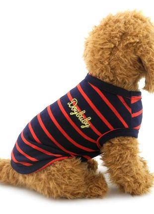 Костюм (футболка) для собак и котов, размер s, черный в красную полоску2 фото