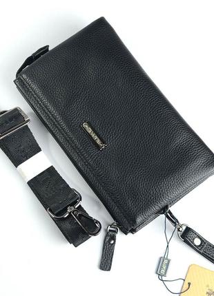 Чоловіча маленька шкіряна сумочка клатч через плече ділова сумка гаманець клатч із натуральної шкіри7 фото