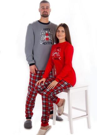 Новорічна тепла піжама для всієї сім'ї 🎄❄️ новорічна піжама family look, тепла новорічна піжама, домашній комплект теплий4 фото