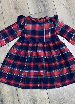 Платье фланелевое хлопковое в клетку с длинным рукавом новогоднее george (англия)