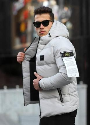 Зимова курка stone island white2 фото