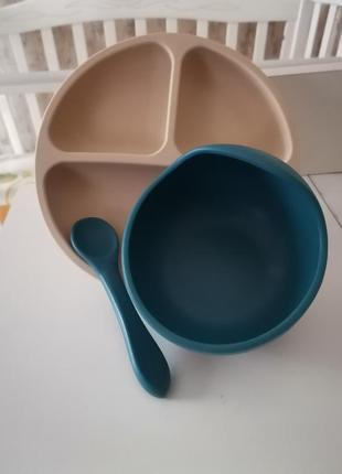 Силиконовая посуда для прикорма, силіконовий дитячий посуд,секционная тарелка