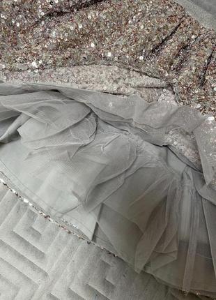 Пышная юбка из пайеток серебро4 фото