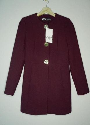 Жакет/пиджак/ пальто бордовый от zara2 фото