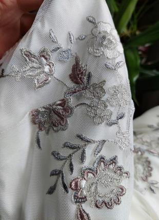 Белое нежное платье с элементами вышивки monsoon(размер 10-12)9 фото