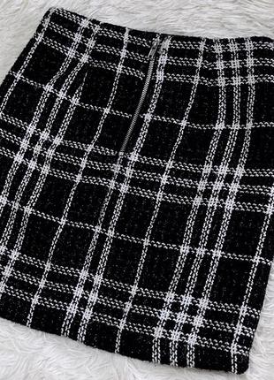Стильная твидовая юбка new look в полоску с блестящим вкраплением7 фото