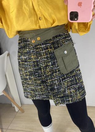 Нова! крута твідова спідниця від river island