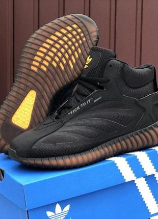 Високі зимові чоловічі чорні кросівки adidas yeezy boost 🆕зимові кросівки адідас