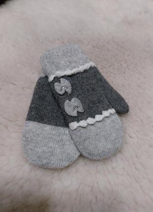 Перчатки теплые на девочку варежки детские