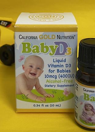 California gold nutrition, вітамін d3 у рідкій формі для дітей, 10 мкг (400 мо), 10 мл1 фото