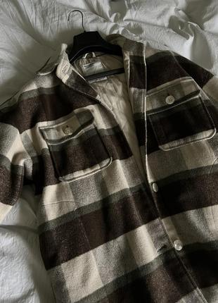 Рубашка пальто тепла в клітинку oversize