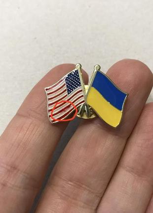 Уцінка! (деталі в описі) значок пін прапори сша україна brgv1127162 фото