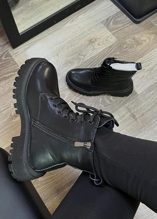 Черевики жіночі чорні зимові, ботінки, женские ботинки зимние черные6 фото