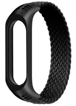 Тканевый монобраслет braided solo loop mrk для фитнес браслета xiaomi mi band 6/5/4/3 (m) 160mm черный