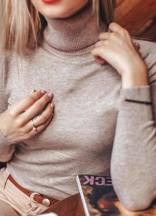 Гольф водолазка милано с пуговицами на манжетах, оригинал, цвет капучино\тёмный беж