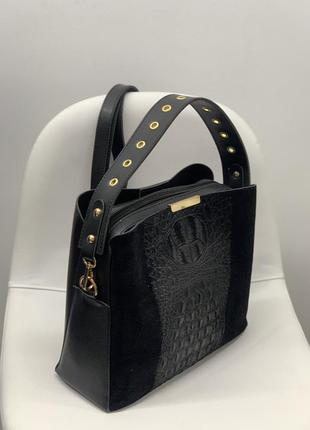Сумочка с натуральной замшей под кроко 🐊
