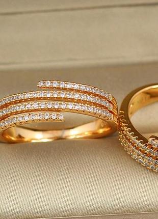Кільце xuping jewelry зустрічні паралелі з каменів р 21 золотисте