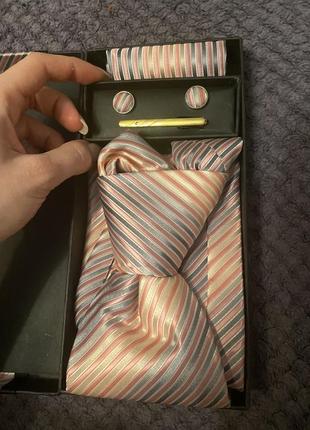 Набір галстук + запонки+ платок1 фото