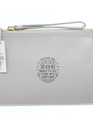 Плоская косметичка серая с тиснением history & heraldry - zoe.