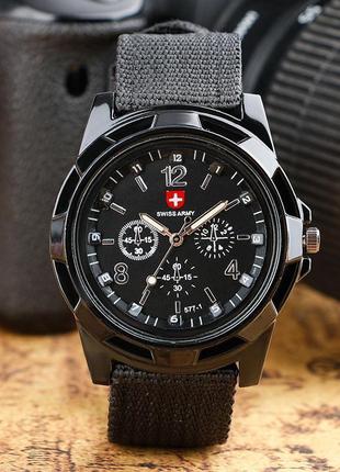 Часы мужские армейские военные наручные swiss army черные ( код: ibw750b )2 фото