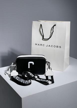 Женская черно-белая сумка через плечо marc jacobs 🆕маленька сумка кросс боди6 фото